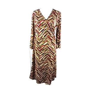 Kasper Women's Dress Midi Criss Cross Quarter Sleeve Maroon Black Size Medium